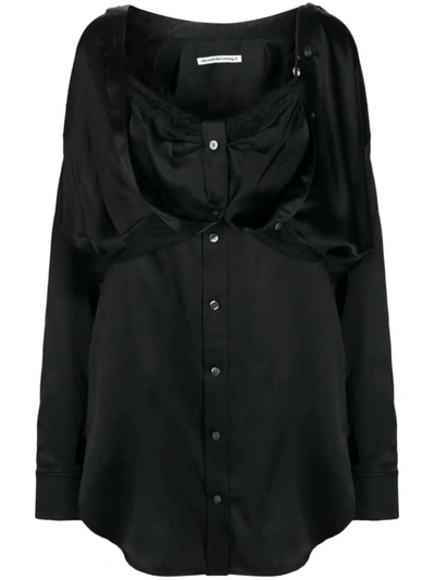 Alexander Wang Layered Silk Minidress In Black