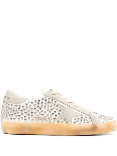 Golden Goose Super Star Crystal-embellished Sneakers In White Ice