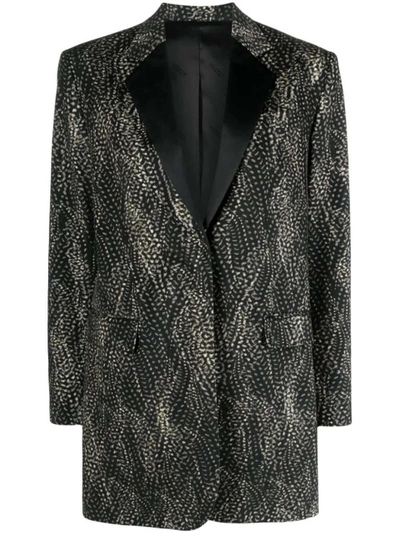 Isabel Marant Single-breasted Abstract-print Blazer In Black