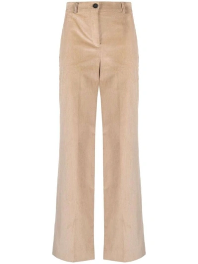 Lorena Antoniazzi Corduroy High-waist Wide-leg Trousers In Neutrals