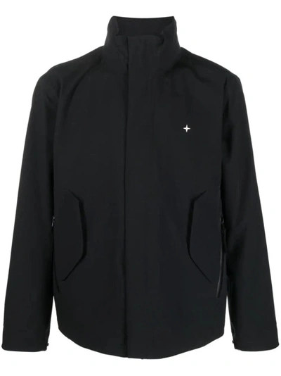 Stone Island Jacke Mit Stehkragen In Black