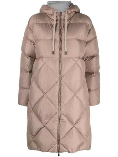 Peserico Quilted Padded Coat In Pink