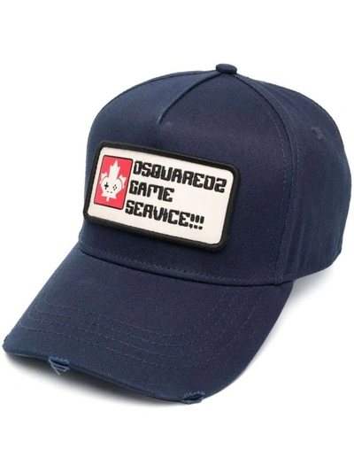 Dsquared2 Slogan-patch Distressed Cap In Black