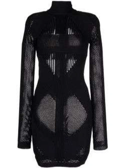 Balmain Perforated-knit Detail Dress In Black