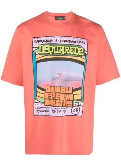 Dsquared2 Graphic-print Cotton T-shirt In Orange