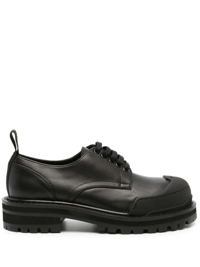 Marni Logo-tab Lace-up Shoes In Black
