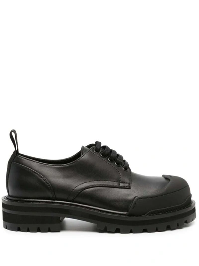 MARNI MARNI LOGO-TAB LACE-UP BLACK SHOES