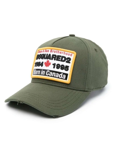 Dsquared2 Logo-embroidered Military Green Baseball Cap In Grey