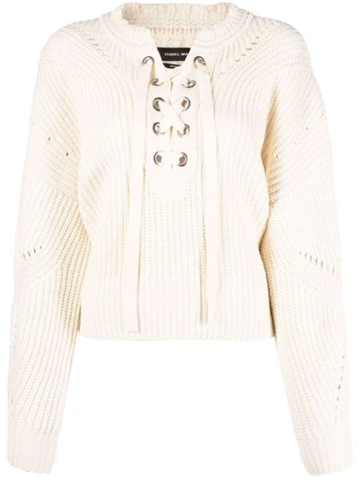 ISABEL MARANT LACE-UP RIBBED-KNIT KNITWEAR JUMPER