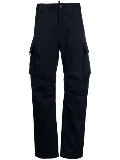 Dsquared2 Logo Patch Cargo Trousers In Black