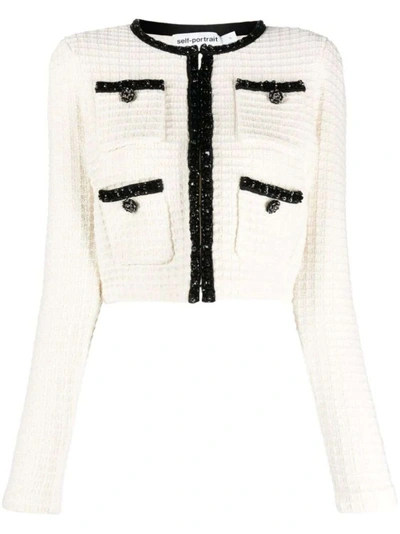 Self-portrait Cropped Jacket In White