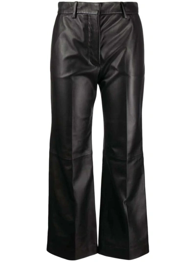 Joseph Talia Leather Cropped Trousers In Black