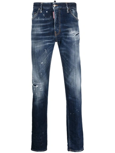 Dsquared2 Dark Ripped Cast Wash Bro Straight-leg Jeans In Black