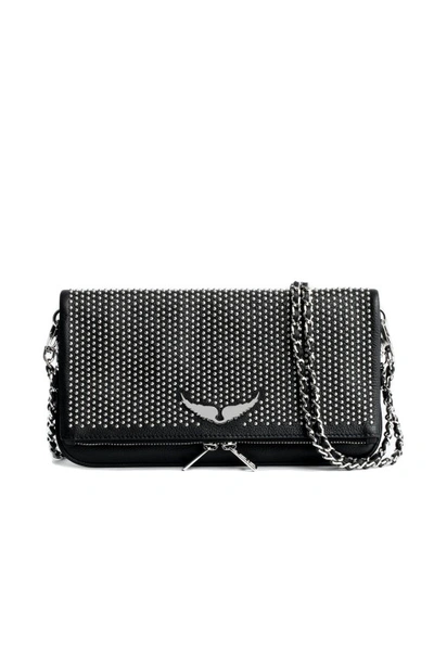 Zadig & Voltaire Rock Stud-embellished Crossbody Bag In Grey