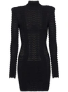 BALMAIN LONG-SLEEVE TEXTURED MINIDRESS