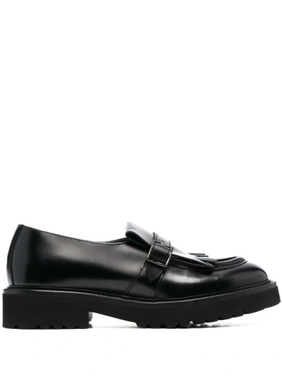 Doucal's Fringed Leather Loafers In Black