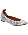 Lanvin Silver Leather Ballet Shoes In Silver