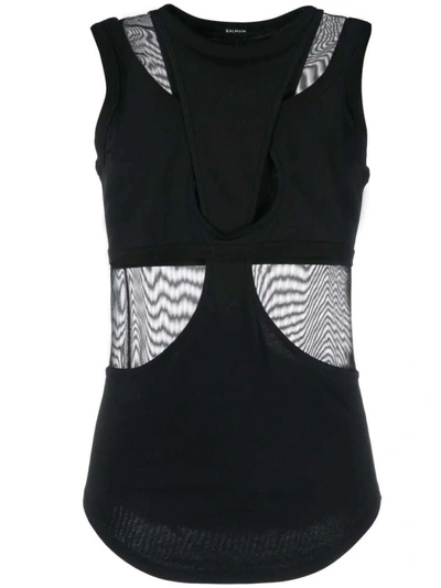 BALMAIN REAR LOGO-PLAQUE TANK TOP