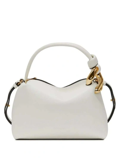Jw Anderson Small Corner Leather Tote Bag In White