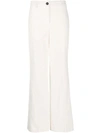 LORENA ANTONIAZZI CORDUROY HIGH-WAIST WIDE-LEG WHITE TROUSERS