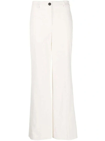 Lorena Antoniazzi Corduroy High-waist Wide-leg Trousers In White