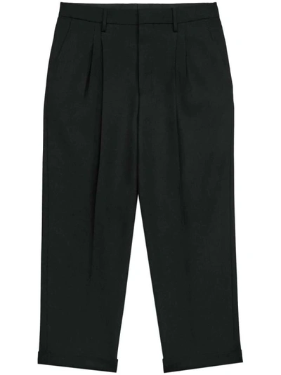 Ami Alexandre Mattiussi Box-pleated Black Cropped Trousers