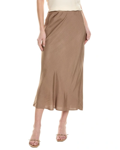 Stateside Satin Midi Skirt In Brown