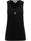 JW ANDERSON LOGO-EMBROIDERED BLACK  RIBBED-KNIT TOP