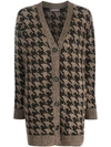 Lorena Antoniazzi Houndstooth-pattern Knitted Cardigan In Grey