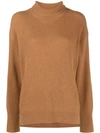 Nanushka Roll-neck Ribbed-knit Jumper In Brown
