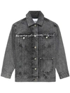 Ganni Snow Washed Denim Oversized Jacket In Grey