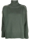 Lorena Antoniazzi Roll-neck Piped-trim Detail Jumper In Grey