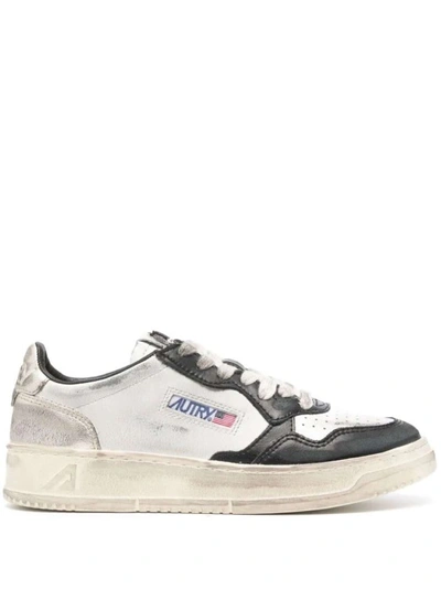 Autry Super Vintage Low Leather Sneakers In Neutrals