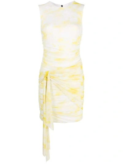 Msgm Sleeveless Rushed Mini Dress In Neutrals