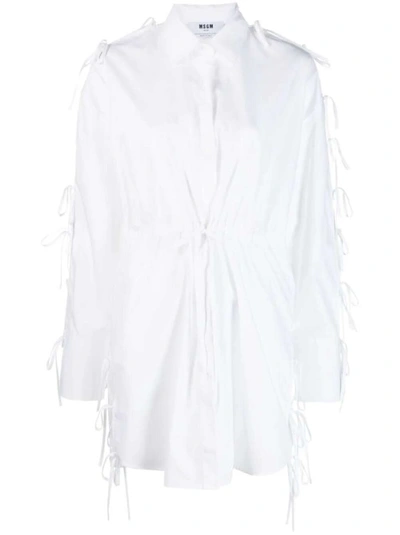 Msgm Bow-detail Shirtdress In White