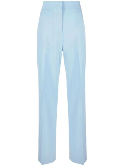 Msgm High-waisted Virgin Wool Trousers In Blue
