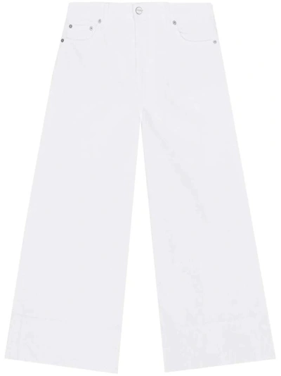 Ganni Mid-waist Cropped Jeans In White