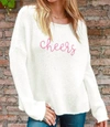 WOODEN SHIPS 'CHEERS' CREWNECK SWEATER IN WHITE