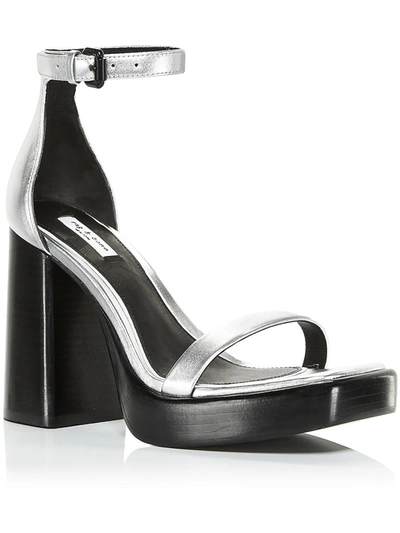 Rag & Bone Matrix Womens Leather Metallic Sandals Shoes In Silver