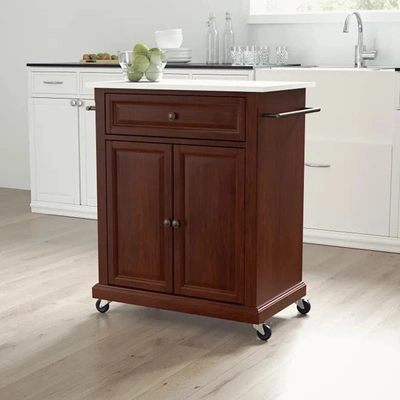 Crosley Furniture Alexandria Mahogany/white Granite Top Portable Kitchen Island/cart In Brown