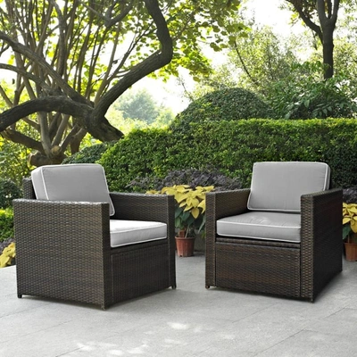 Crosley Furniture Palm Harbor 2-piece Outdoor Wicker Chair Set In Brown