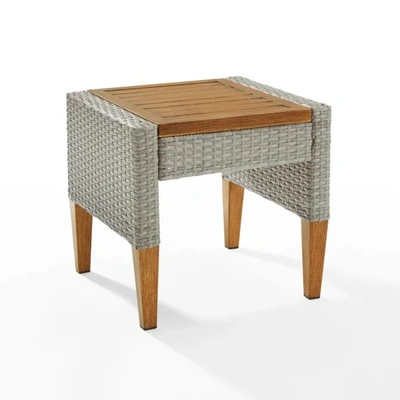 Crosley Capella Outdoor Wicker Side Table In Gray