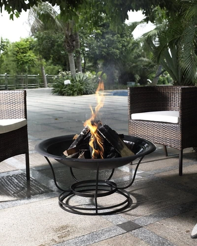Crosley Furniture Buckner Outdoor Fire Pit With Steel Mesh Lid In Black