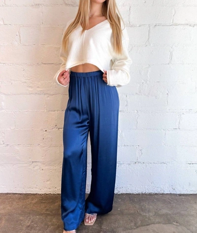 Sky To Moon Silky Party Pants In Navy In Blue