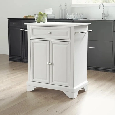 CROSLEY FURNITURE LAFAYETTE WHITE GRANITE TOP PORTABLE KITCHEN ISLAND/CART