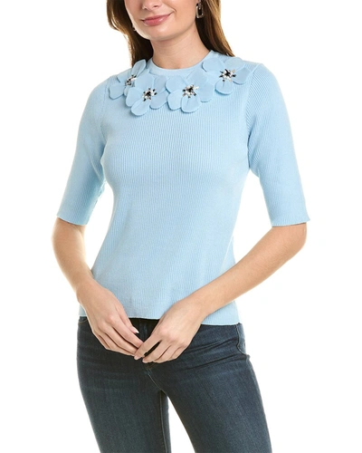 Nanette Lepore Flower Sweater In Blue