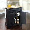 CROSLEY FURNITURE LAFAYETTE BLACK/NATURAL WOOD TOP PORTABLE KITCHEN ISLAND/CART