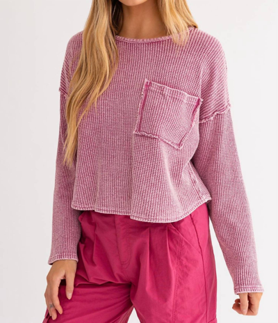 Le Lis Thermal Knit Top In Magenta In Pink