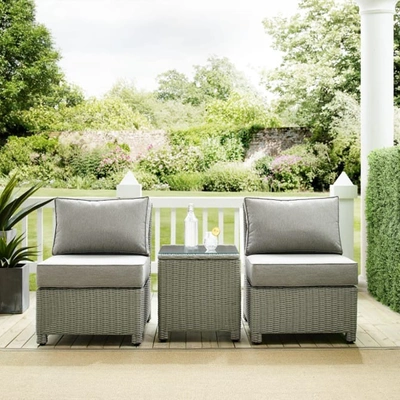 Crosley Furniture Bradenton Gray 3-piece Outdoor Wicker Conversation Set