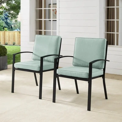 Crosley Furniture Kaplan 2-piece Outdoor Dining Chair Set In Blue